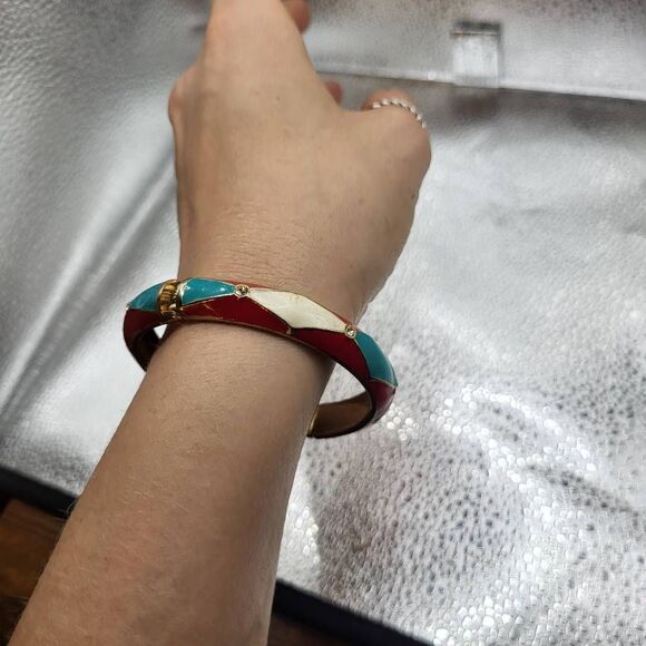 Vintage 80s Hinged Harlequin Bracelet - Picture 4 of 5